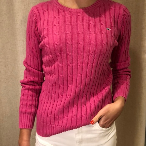 Vineyard vines pink cable knit sweater - Picture 2 of 3